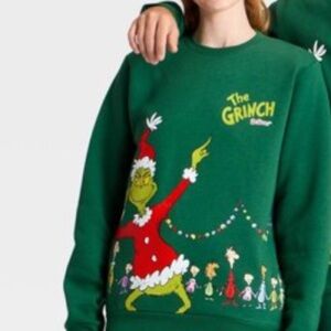 Disney Green Grinch Holiday Sweater front and back graphic size large unisex